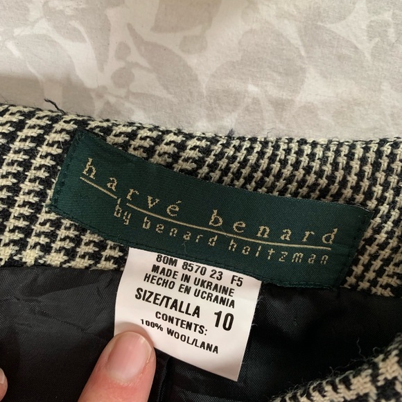 Harvé Bernard Houndstooth Wool Skirt - Picture 2 of 6